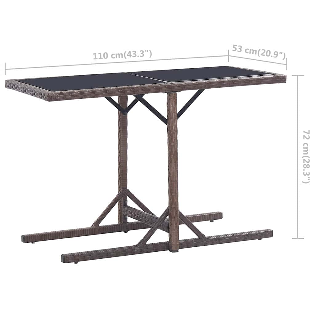 vidaXL Outdoor Table | Brown | Poly rattan, powder-coated steel, glass | Small 6