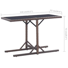 vidaXL Outdoor Table | Brown | Poly rattan, powder-coated steel, glass | Small 6