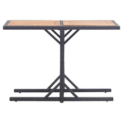 vidaXL Outdoor Table | Black | Poly rattan and solid acacia wood | Medium 2