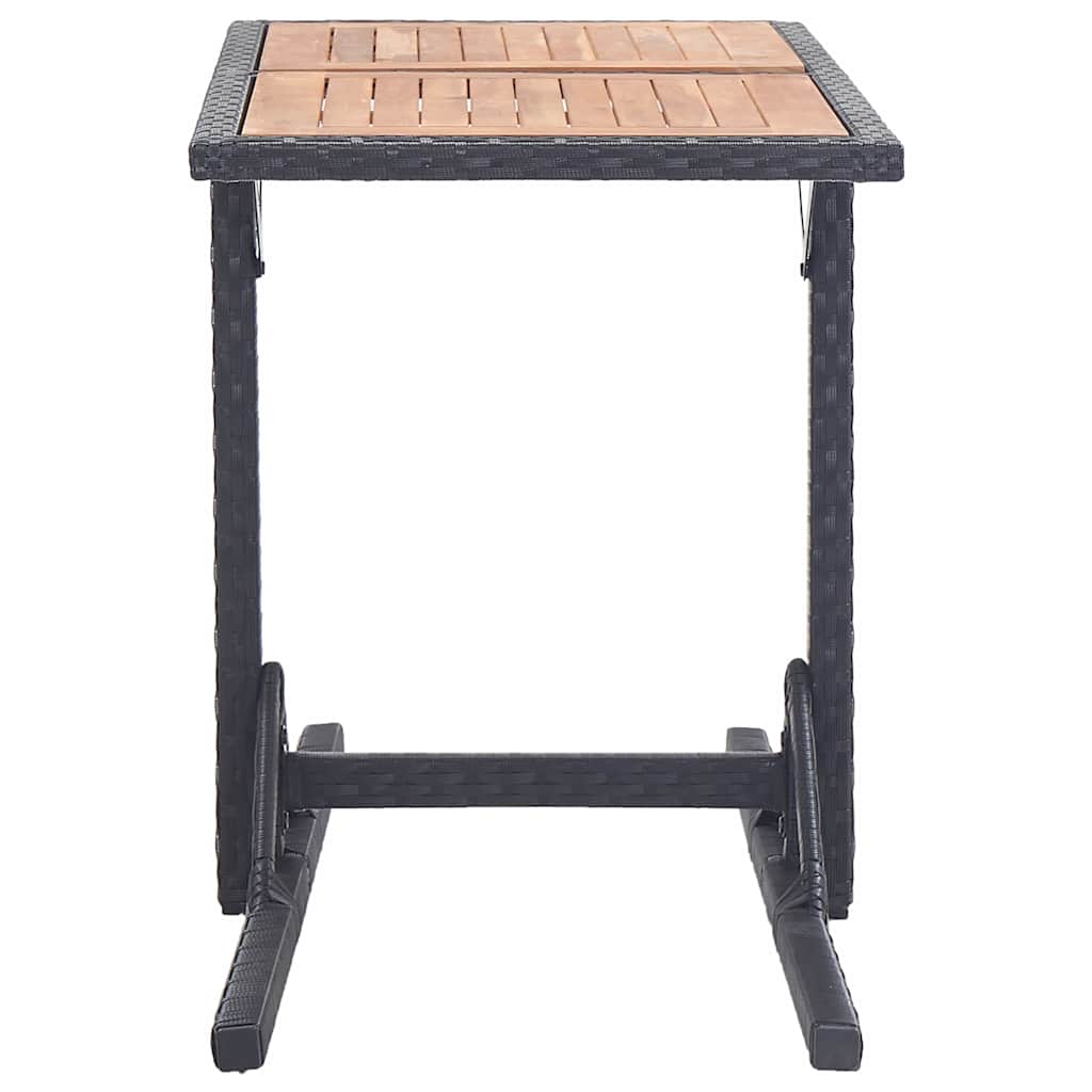 vidaXL Outdoor Table | Black | Poly rattan and solid acacia wood | Medium 3