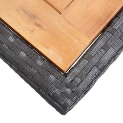 vidaXL Outdoor Table | Black | Poly rattan and solid acacia wood | Medium 5