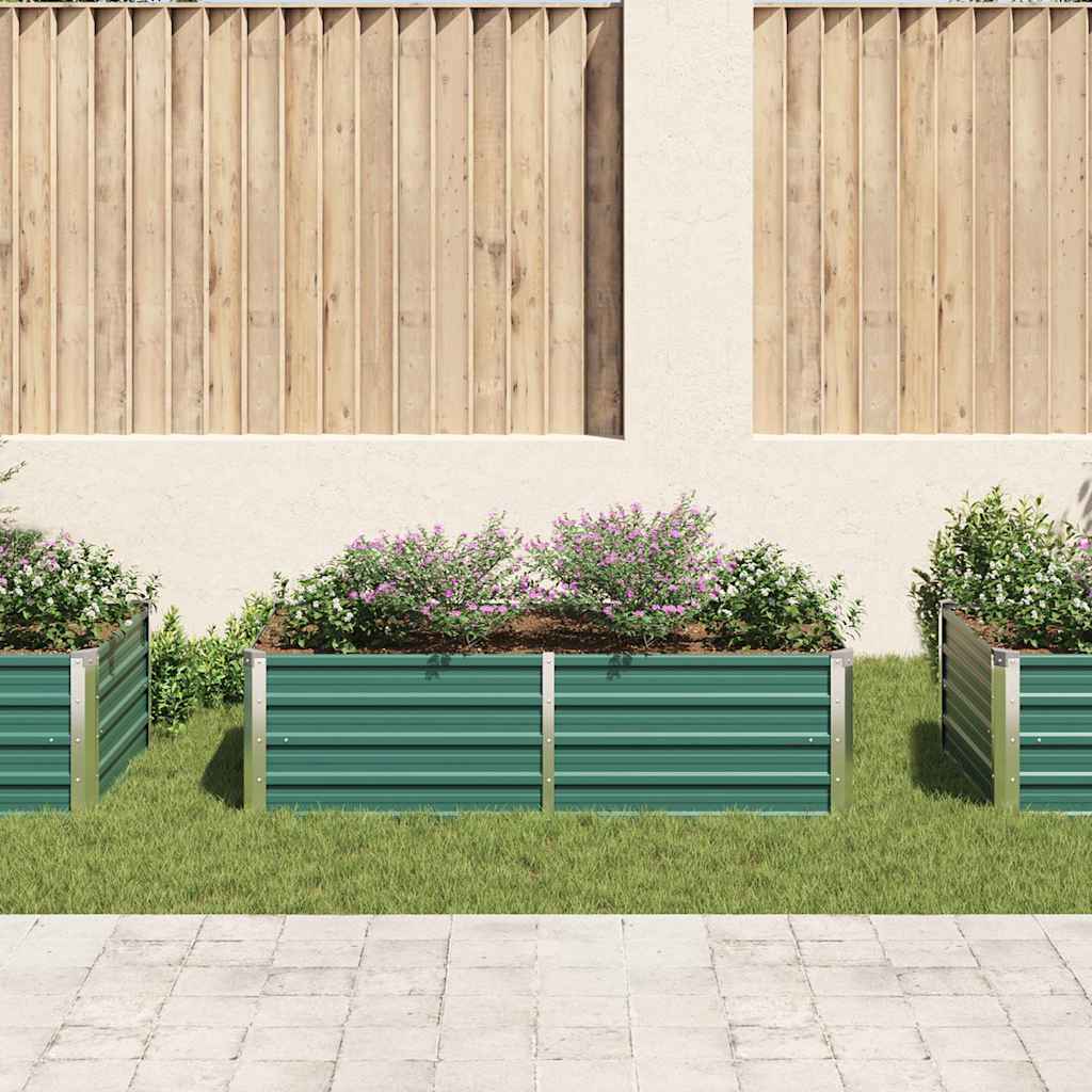 vidaXL Raised Garden Bed | Green | Galvanised steel | 160x80x45 cm | Tough 3