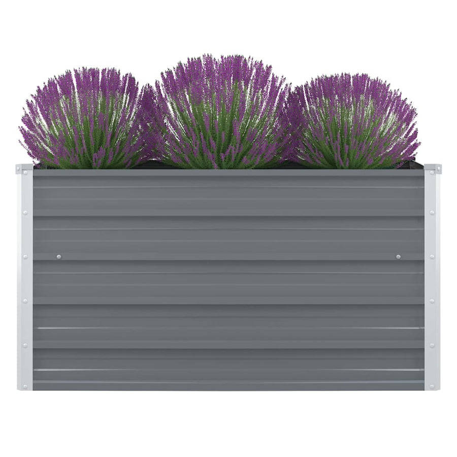 vidaXL Raised Garden Bed | Grey | Galvanised Steel | 100x100x45 cm | Durable 1