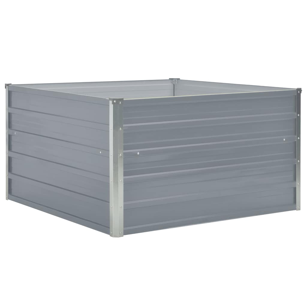 vidaXL Raised Garden Bed | Grey | Galvanised Steel | 100x100x45 cm | Durable 2