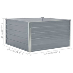 vidaXL Raised Garden Bed | Grey | Galvanised Steel | 100x100x45 cm | Durable 6
