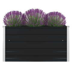vidaXL Raised Garden Bed | Anthracite | Galvanised Steel | 100x100 cm 1