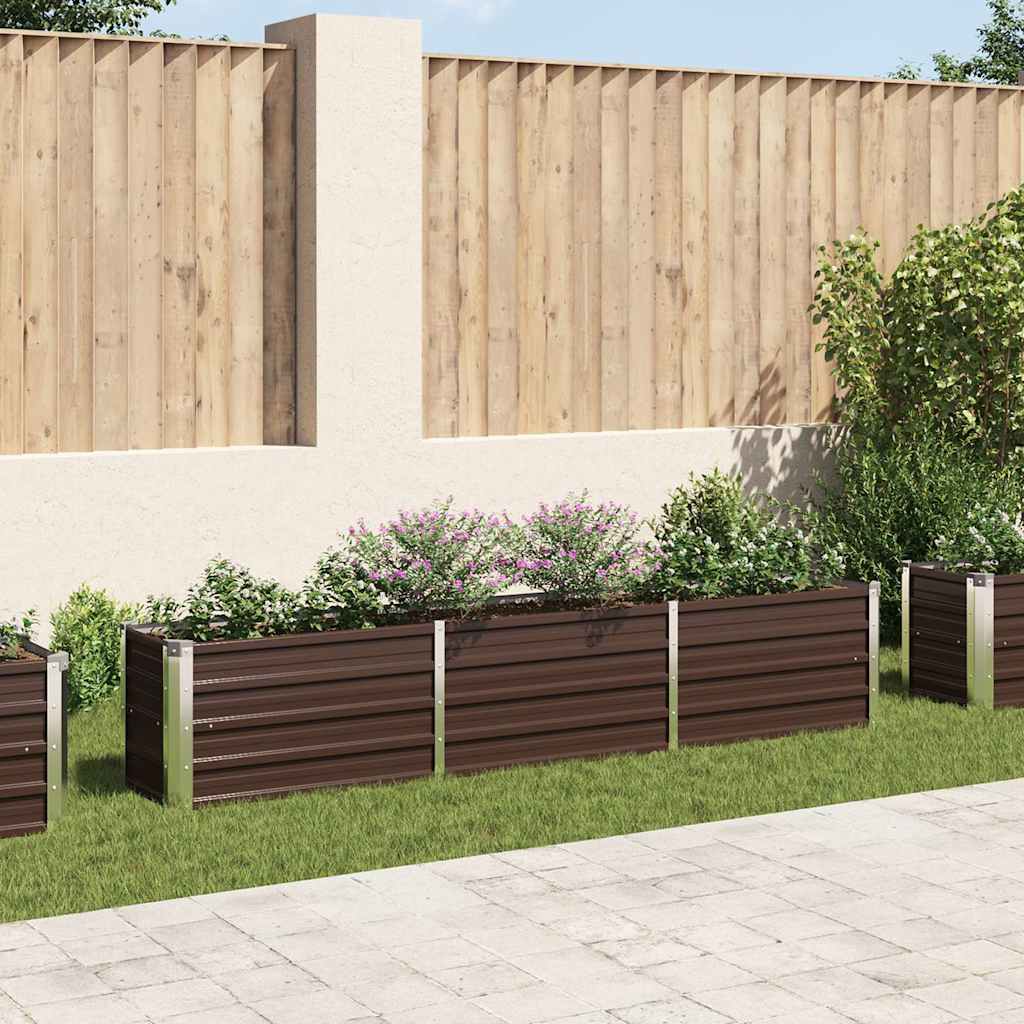 vidaXL Large Galvanised Steel Raised Garden Bed | Brown | 240x40x45 cm 1