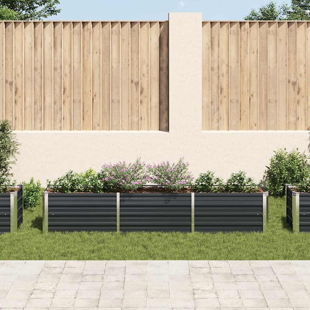 vidaXL Raised Bed | Anthracite | Galvanised steel | 240x40x45 cm | Durable 3