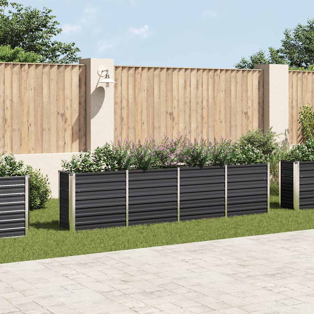 vidaXL Garden Raised Bed Anthracite Galvanised Steel