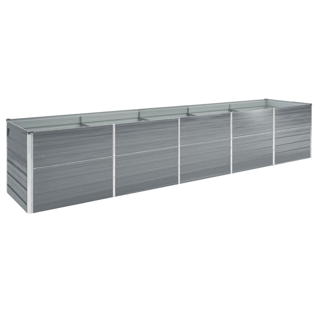 vidaXL Garden Raised Bed Galvanised Steel Grey
