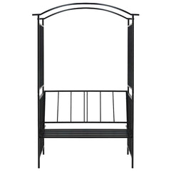 vidaXL Garden Arch with Bench Black 128x50x207 cm Iron 2