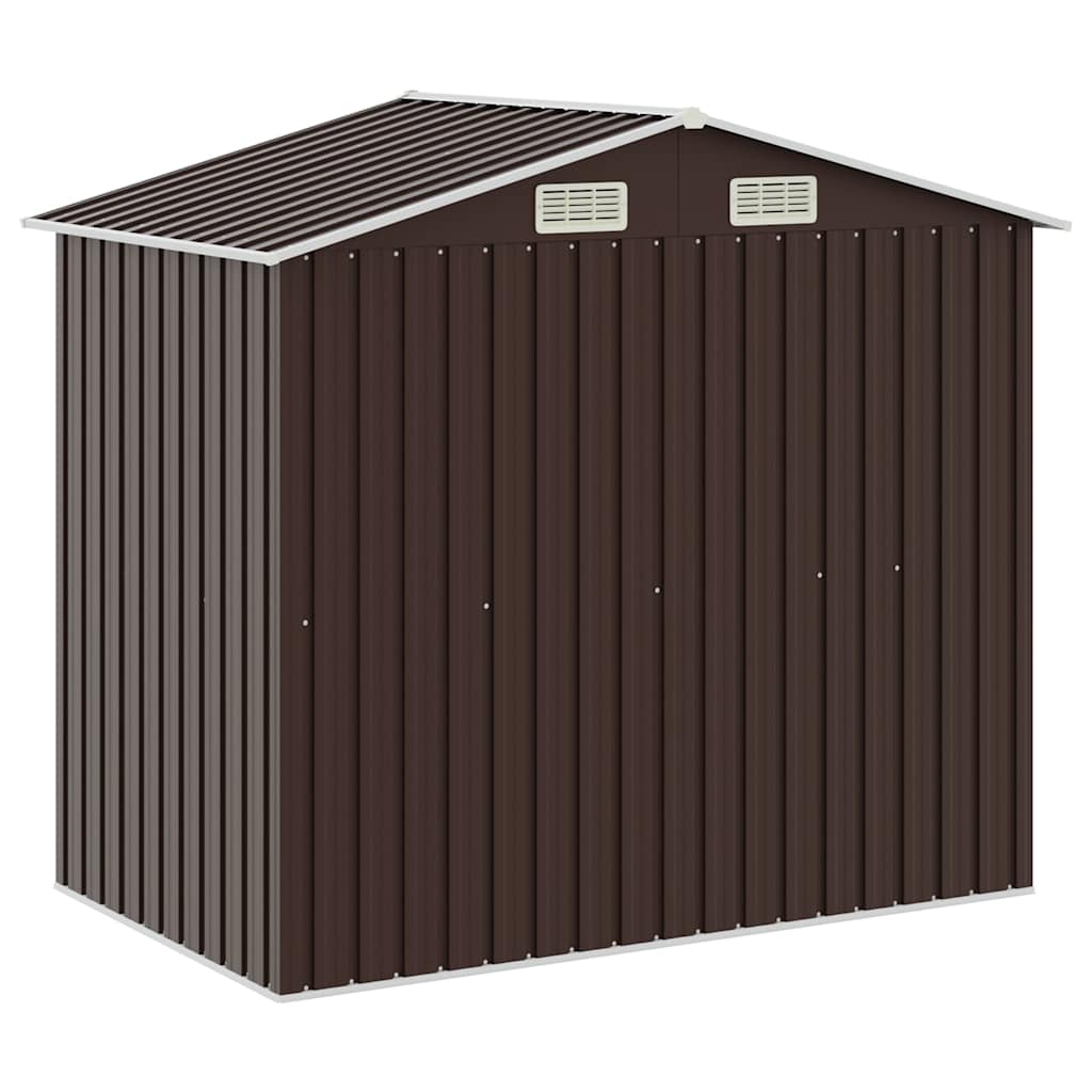 Garden Shed with Rack 205x130x183 cm Iron Brown