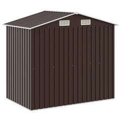 Garden Shed with Rack 205x130x183 cm Iron Brown