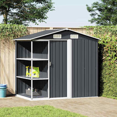 Garden Shed with Rack 205x130x183 cm Iron Anthracite