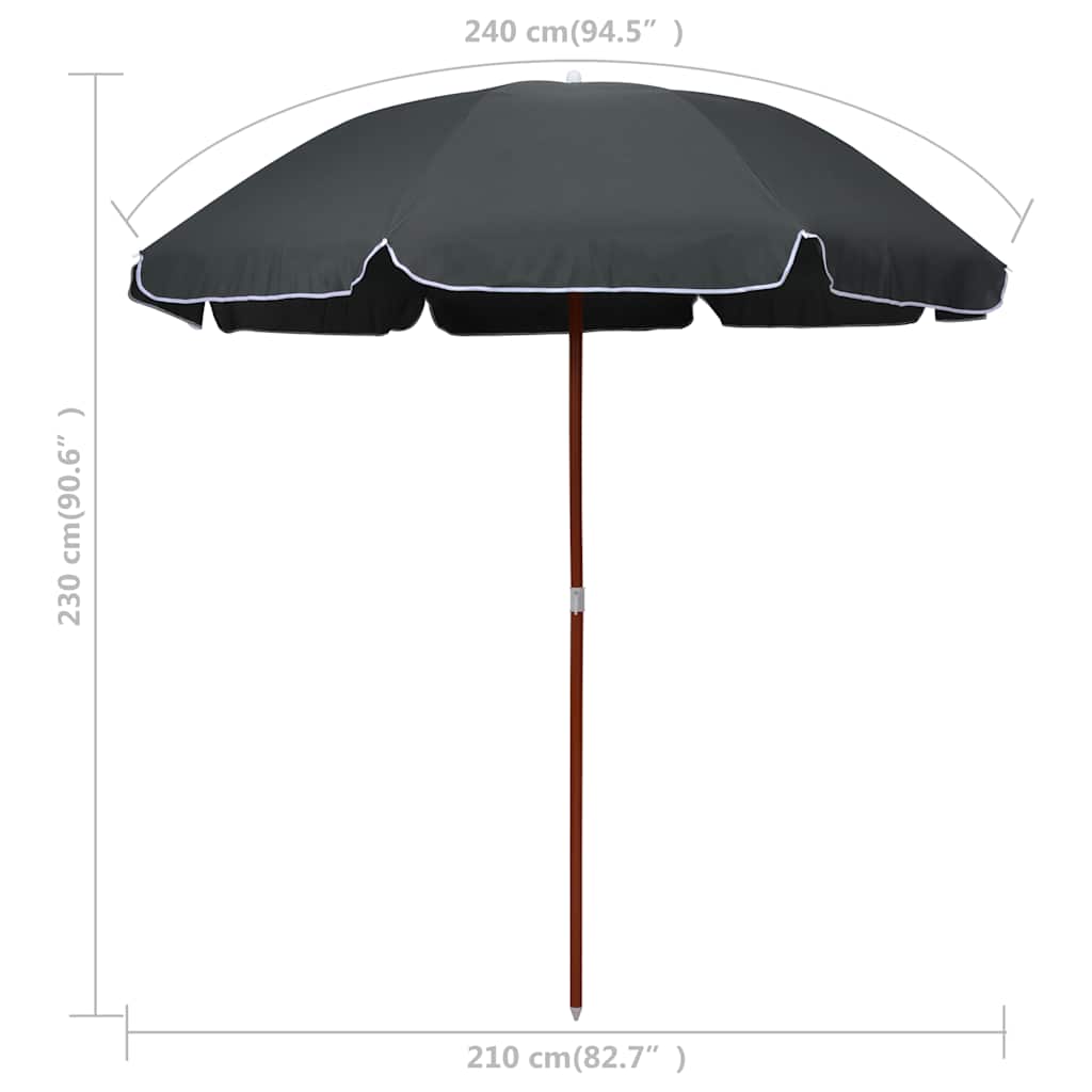 vidaXL Garden Parasol with Steel Pole 240 cm Anthracite 5