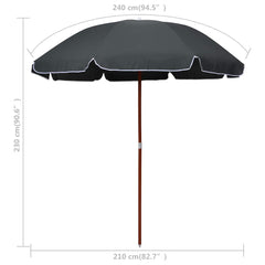 vidaXL Garden Parasol with Steel Pole 240 cm Anthracite 5