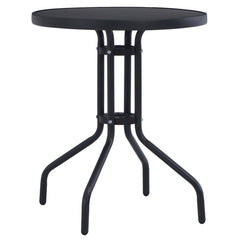 Garden Table 60 cm Steel and Glass Black