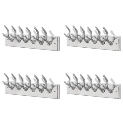 Wardrobe Coat Hooks 4 pcs Silver Aluminium