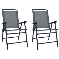 vidaXL Folding Chairs 2 pcs Texilene Grey 1