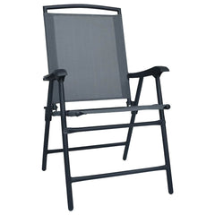 vidaXL Folding Chairs 2 pcs Texilene Grey 2