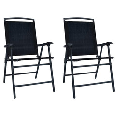 vidaXL Folding Chairs 2 pcs Texilene Black 1