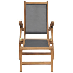47410 vidaXL Deck Chair with Footrest Solid Teak Wood Black 2
