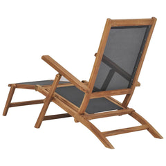 47410 vidaXL Deck Chair with Footrest Solid Teak Wood Black 4