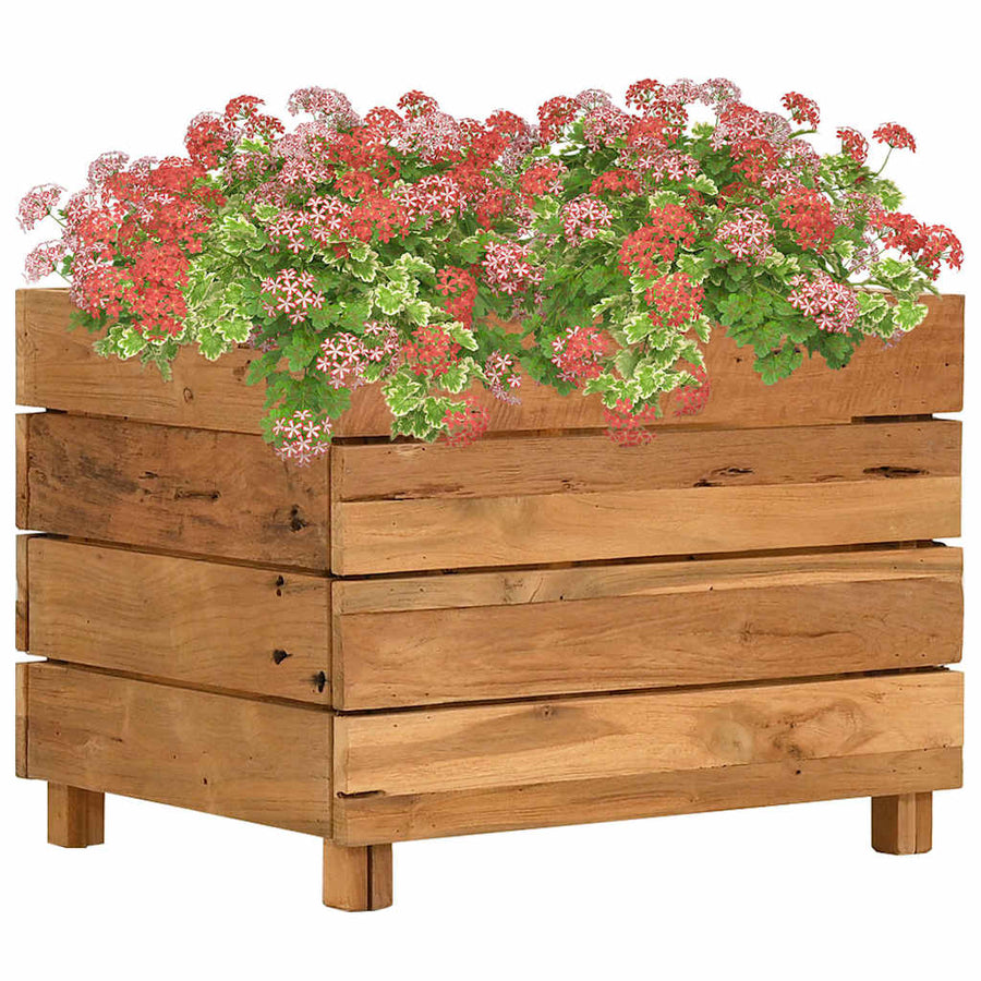 vidaXL Raised Bed 50x40x38 cm Recycled Teak Wood and Steel 1