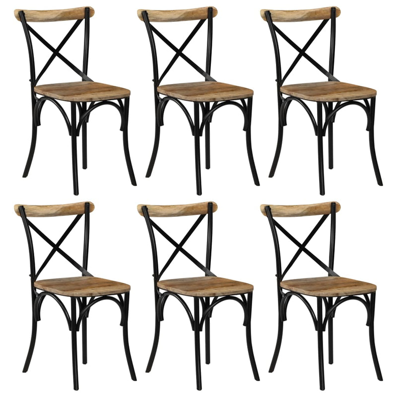 Cross Chairs 6 pcs Black Solid Mango Wood