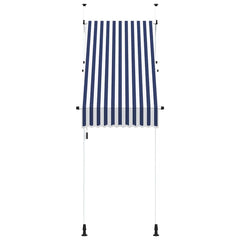 145829 vidaXL Manual Retractable Awning 100 cm Blue and White Stripes 3