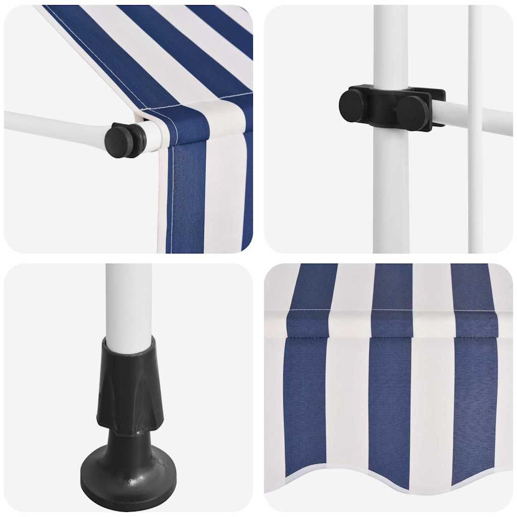 145829 vidaXL Manual Retractable Awning 100 cm Blue and White Stripes 6