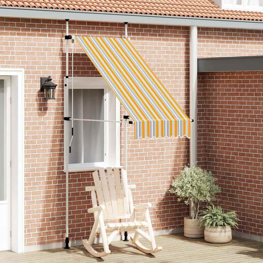 145830 vidaXL Manual Retractable Awning 100 cm Yellow and Blue Stripes 1