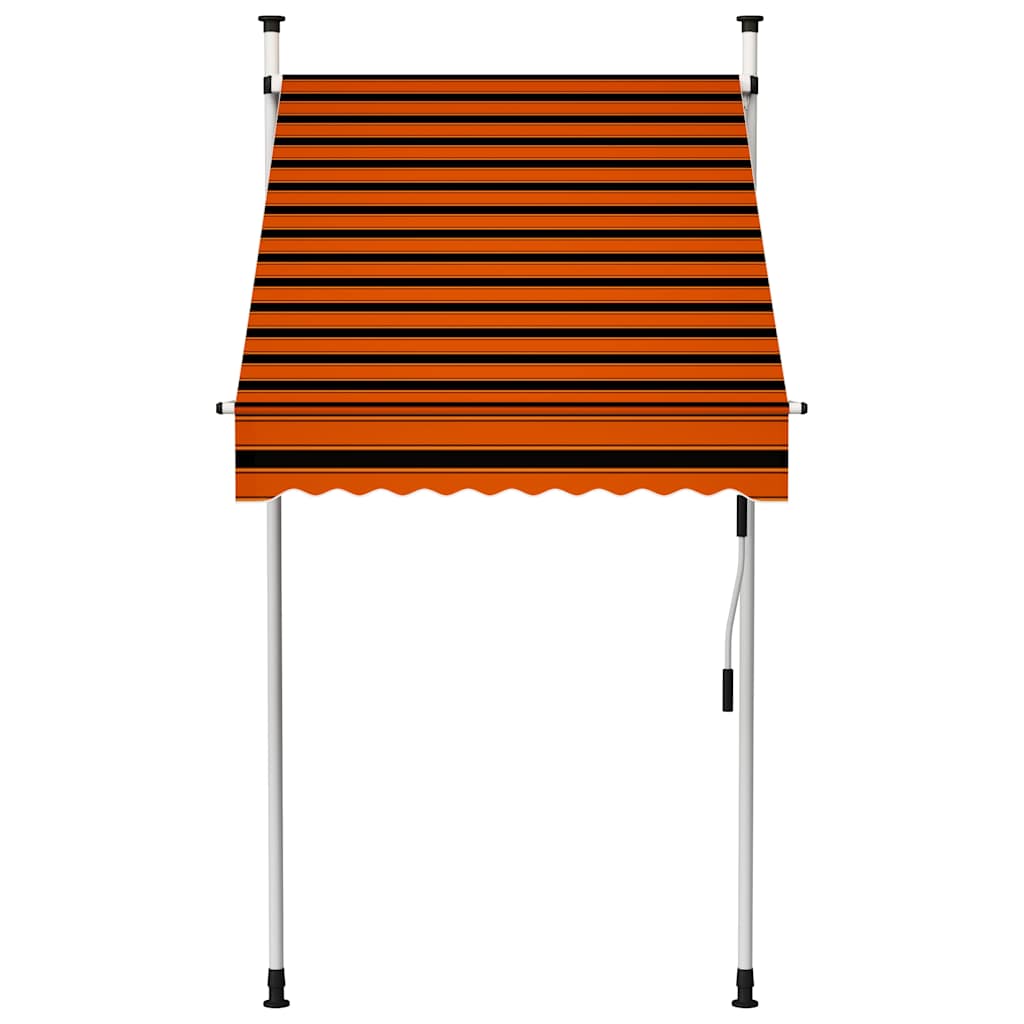 Manual Retractable Awning White frame Width 100 cm Orange and brown