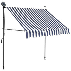 vidaXL Retractable Awning | Blue and White | Polyester with PU Coating, Steel 1