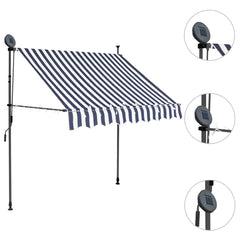 vidaXL Retractable Awning | Blue and White | Polyester with PU Coating, Steel 3