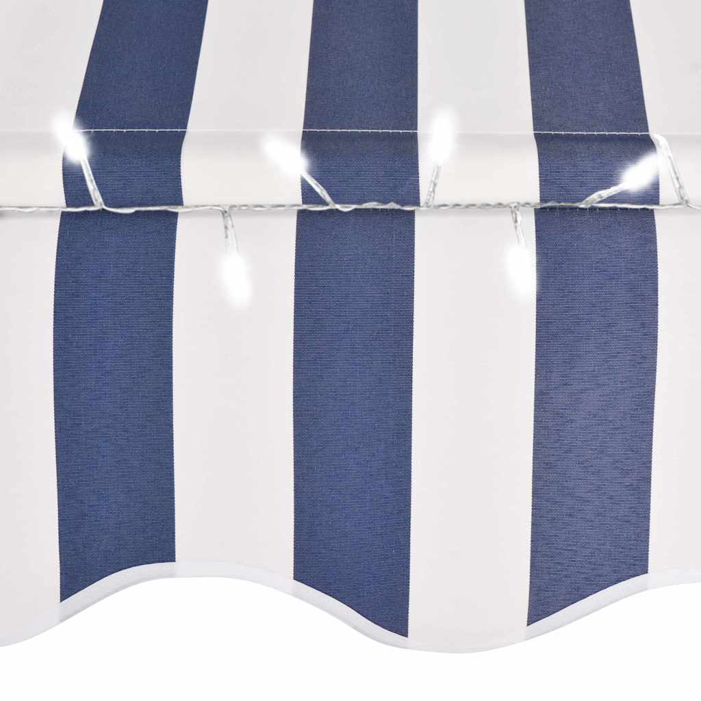 vidaXL Retractable Awning | Blue and White | Polyester with PU Coating, Steel 5