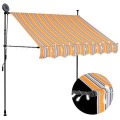 vidaXL Manual Retractable Awning with LED 150 cm Yellow and Blue 1
