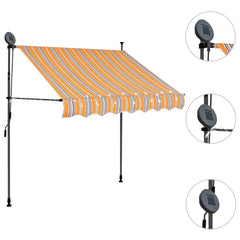 vidaXL Manual Retractable Awning with LED 150 cm Yellow and Blue 3