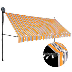 vidaXL Manual Retractable Awning with LED 350 cm Yellow and Blue 1