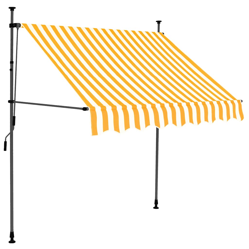vidaXL Manual Retractable Awning with LED 150 cm White and Orange 3