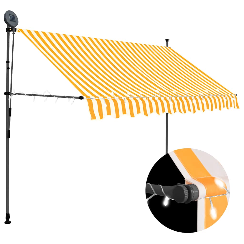 vidaXL Manual Retractable Awning with LED 300 cm White and Orange 1
