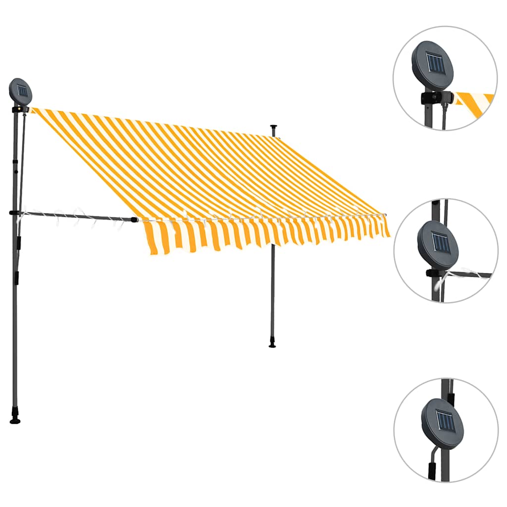 vidaXL Manual Retractable Awning with LED 300 cm White and Orange 3