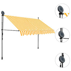 vidaXL Manual Retractable Awning with LED 300 cm White and Orange 3