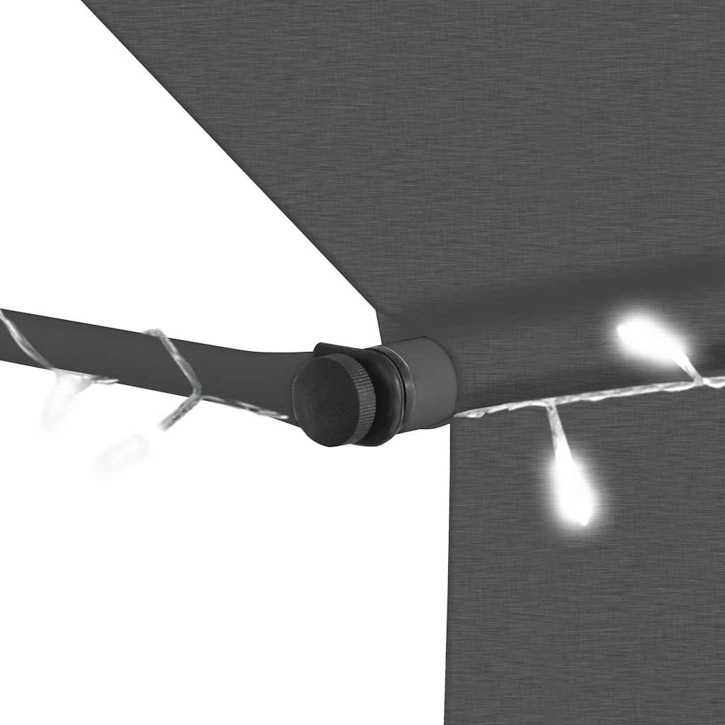 Manual Retractable Awning with LED Anthracite 100 cm