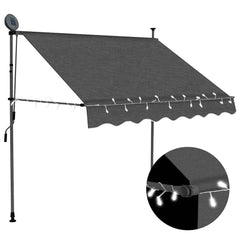 Manual Retractable Awning with LED Anthracite 150 cm
