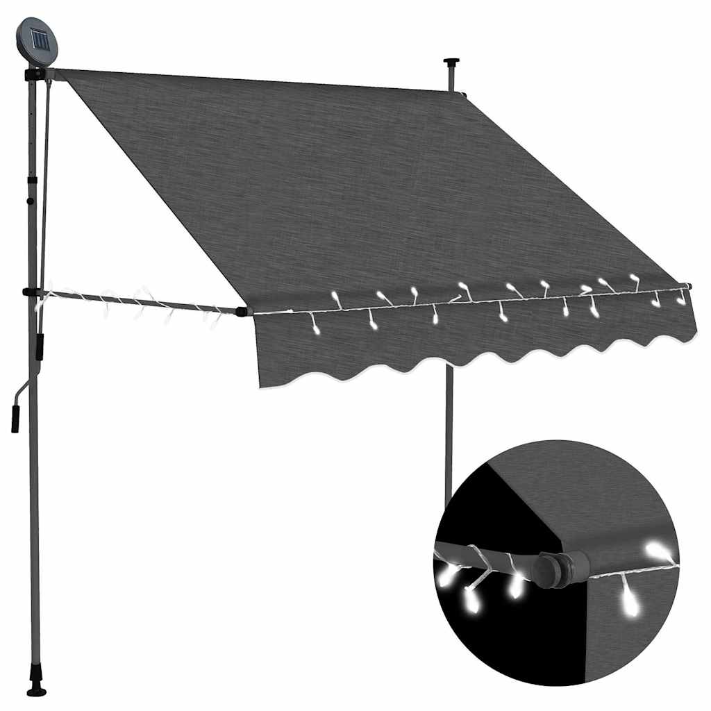 Manual Retractable Awning with LED Anthracite 200 cm