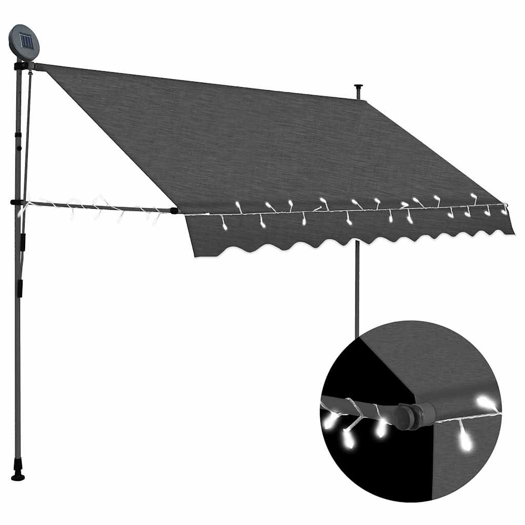 Manual Retractable Awning with LED Anthracite 250 cm
