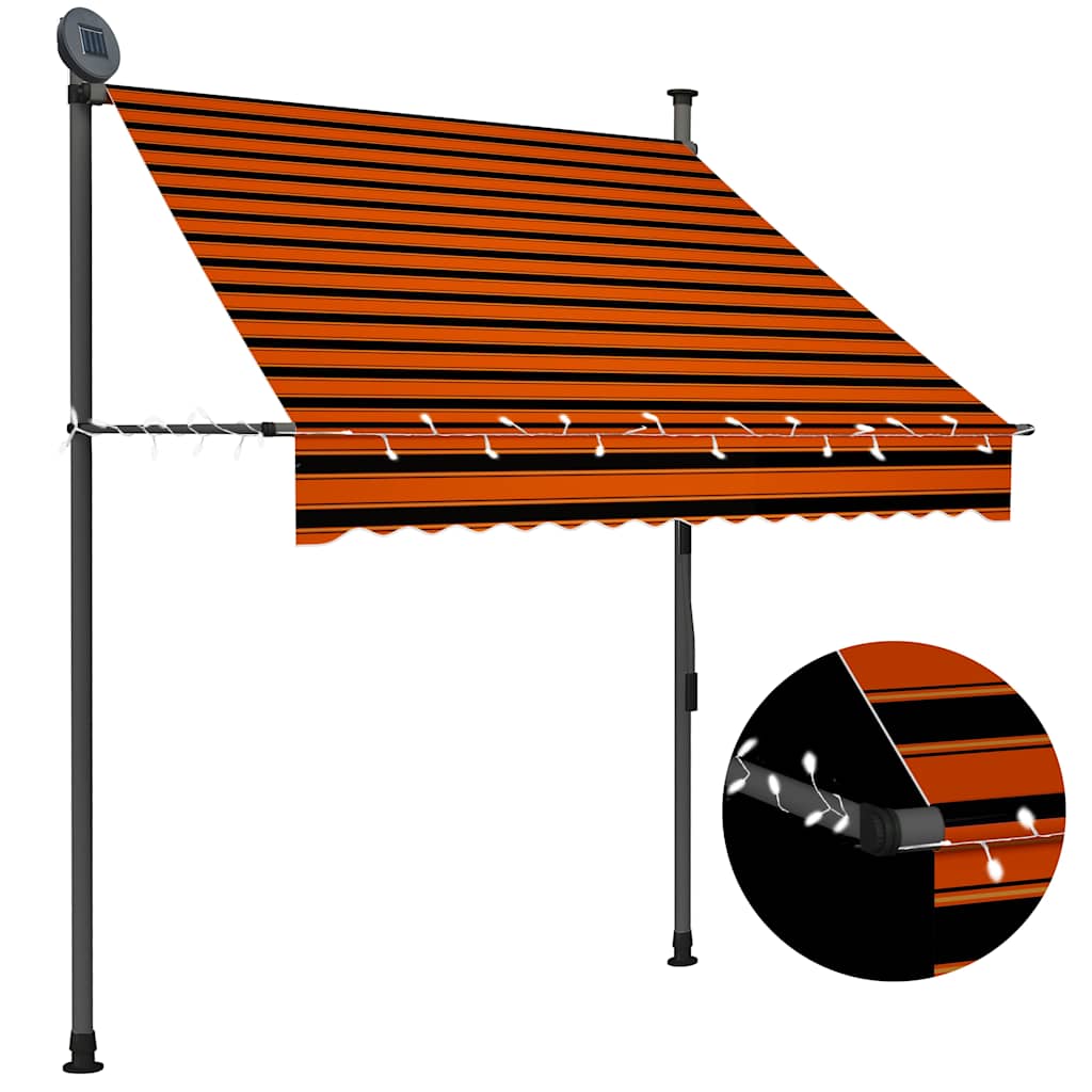vidaXL Retractable Awning | Orange and Brown | Polyester with PU coating, Steel 1