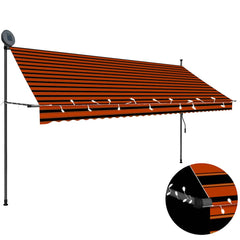 vidaXL Retractable Awning | Orange and Brown | Polyester with PU coating, Steel 1