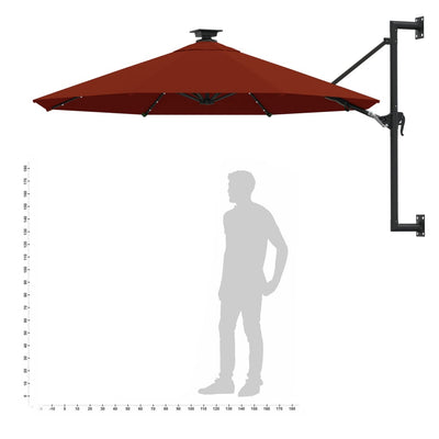 Wall-Mounted Parasol with Metal Pole 300 cm Terracotta